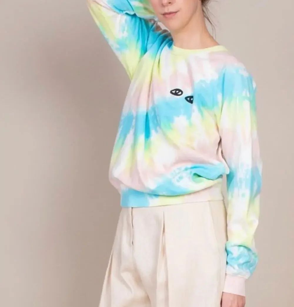 Clare V. Pastel Tie Dye Eyes Sweatshirt Sz.S